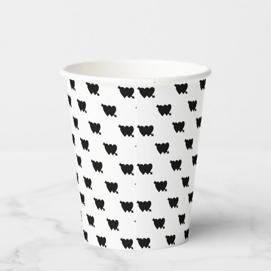 Gobelets En Papier Cute noir blanc cupide flèche coeurs polka dot chi (Droite)