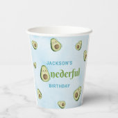 Gobelets En Papier Cute Onedering Avocado 1er anniversaire fête (Verso)
