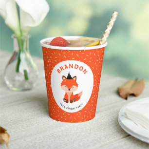 Gobelets En Papier Cute Orange Baby Fox Confetti fête d'anniversaire