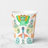 Gobelets En Papier Cute Orange & Blue Boys Anniversaire Dinosaur (Verso)