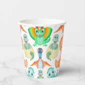 Gobelets En Papier Cute Orange & Blue Boys Anniversaire Dinosaur (Recto)