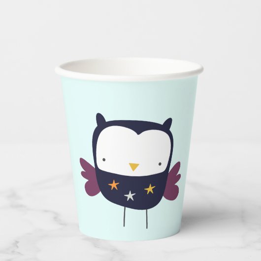 Gobelets En Papier Cute Owl et Star Party (Recto)