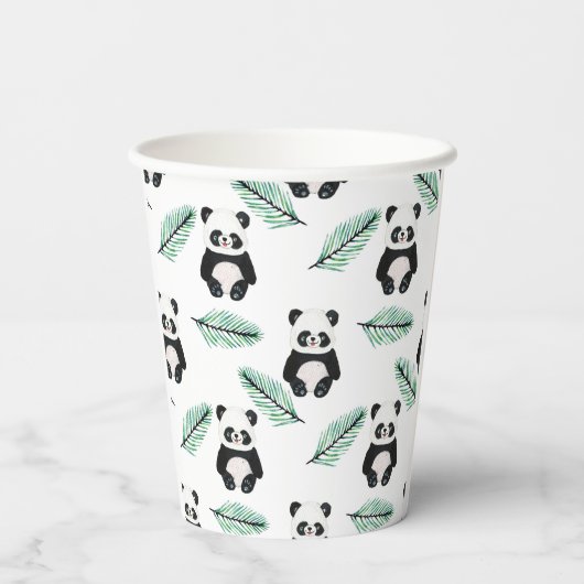 Gobelets En Papier Cute panda and palm leaf pattern (Verso)