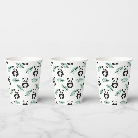 Gobelets En Papier Cute panda and palm leaf pattern (Multi)