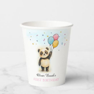 Gobelets En Papier Cute Panda Balloon 1st Birthday Party Paper Cups