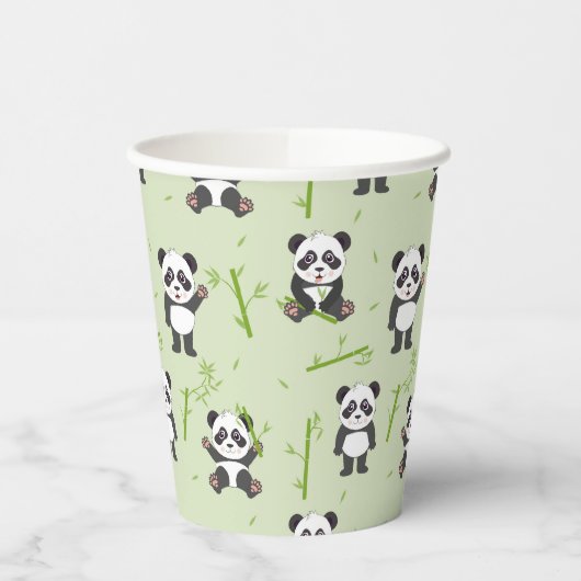 Gobelets En Papier Cute Panda Bear Bamboo Kawaii Animals Pattern (Gauche)