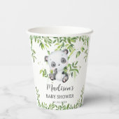 Gobelets En Papier Cute Panda Bear Cub Bambou Baby shower vert (Verso)