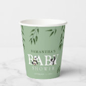 Gobelets En Papier Cute Panda & Foliage Baby shower neutre (Verso)