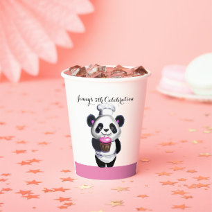Gobelets En Papier Cute Panda Ours Anniversaire Coupe de papier