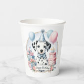 Gobelets En Papier Cute Pastel Chiot Dalmatien - Anniversaire (Verso)