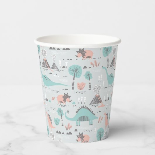 Gobelets En Papier Cute Pastel Dinosaur Motif (Verso)