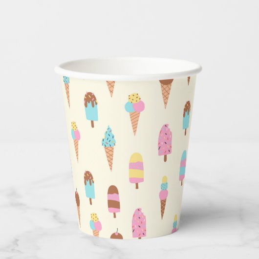 Gobelets En Papier Cute Pastel Motif de crème glacée (Recto)