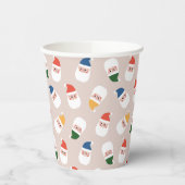 Gobelets En Papier Cute Père Noël fait face au Motif de Noël (Gauche)