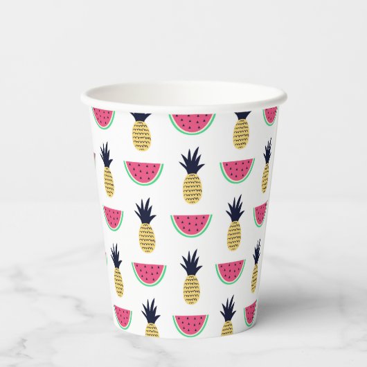 Gobelets En Papier Cute Pineapple et Watermelon Doodle Pattern (Verso)