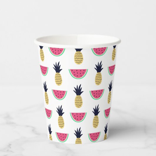Gobelets En Papier Cute Pineapple et Watermelon Doodle Pattern (Gauche)