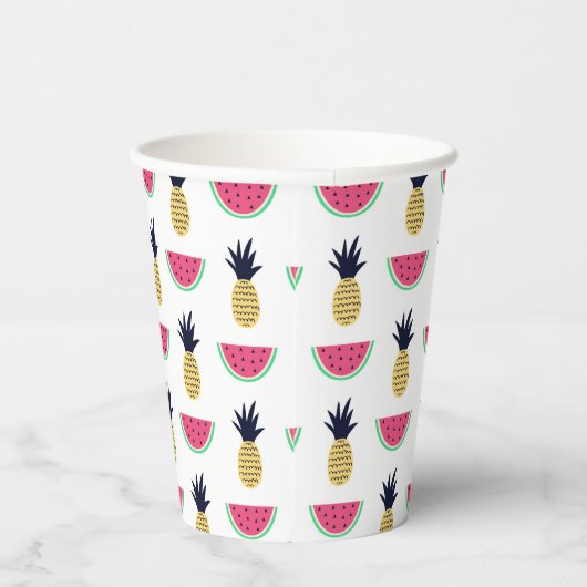 Gobelets En Papier Cute Pineapple et Watermelon Doodle Pattern (Droite)