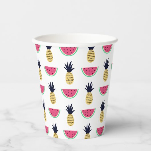Gobelets En Papier Cute Pineapple et Watermelon Doodle Pattern (Recto)