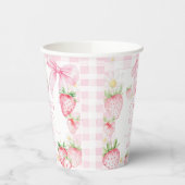 Gobelets En Papier Cute Pink Strawberries Berry First 1st Birthday (Gauche)