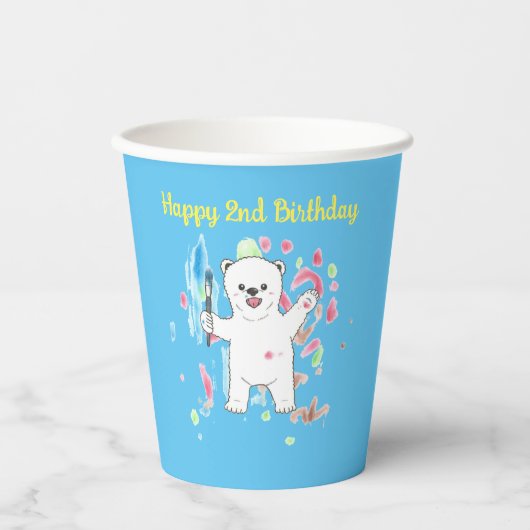 Gobelets En Papier Cute Polar Ours Art Anniversaire Coupes de papier (Recto)