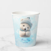 Gobelets En Papier Cute Polar Ours Hiver Bleu Baby shower Son Garçon (Verso)