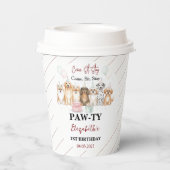 Gobelets En Papier Cute Puppy Dog Boy 1st Birthday | Pawty Time First (Verso)