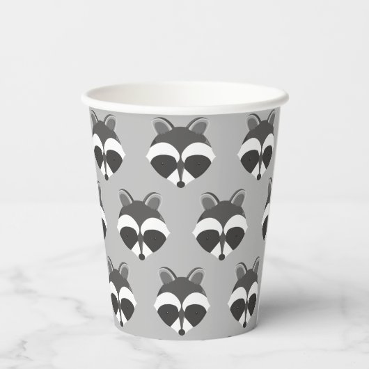 Gobelets En Papier Cute Raccoon Visage Motif Animal (Verso)