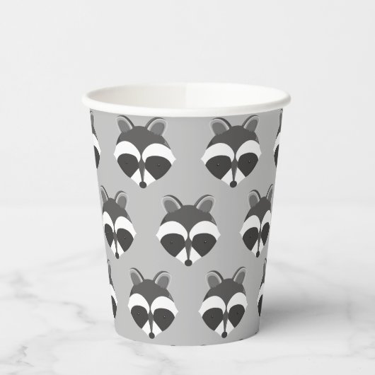 Gobelets En Papier Cute Raccoon Visage Motif Animal (Gauche)