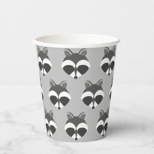 Gobelets En Papier Cute Raccoon Visage Motif Animal