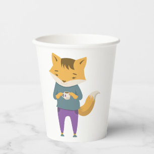 Gobelets En Papier Cute renard avec tasse de thé
