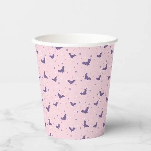 Gobelets En Papier Cute rose Halloween chauve Motif avec Pois (Recto)