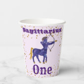 Gobelets En Papier Cute Sagittarius Premier Anniversaire & Gold Confe (Verso)
