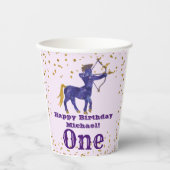 Gobelets En Papier Cute Sagittarius Premier Anniversaire & Gold Confe (Recto)