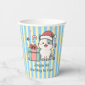 Gobelets En Papier Cute Santa Cat with Gift Box (Recto)