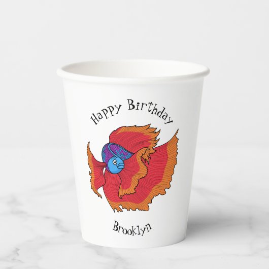 Gobelets En Papier Cute Siamese combat poisson betta dessin (Recto)