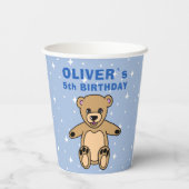 Gobelets En Papier Cute Teddy Bear Blue Star Anniversaire (Verso)