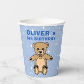 Gobelets En Papier Cute Teddy Bear Blue Star Anniversaire (Recto)