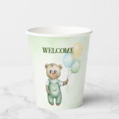 Gobelets En Papier cute teddy bear green background (Recto)