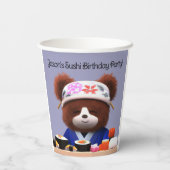 Gobelets En Papier Cute Teddy Bear Sushi Chef Fête d'anniversaire (Verso)
