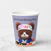 Gobelets En Papier Cute Teddy Bear Sushi Chef Fête d'anniversaire (Recto)