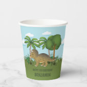 Gobelets En Papier Cute Triceratops Dinosaur Anniversaire Tropical po (Recto)