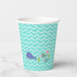 Gobelets En Papier Cute Turquoise Whale & Fishy Paper Cups