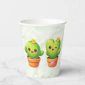 Gobelets En Papier Cute Twin Cactus Baby Shower (Verso)