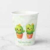 Gobelets En Papier Cute Twin Cactus Baby Shower (Recto)