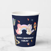 Gobelets En Papier Cute Unicorn Dinosaur Galaxy Rocket fête d'anniver (Recto)