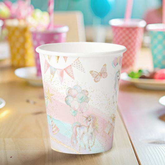 Gobelets En Papier Cute Unicorn Pastel Rainbow Anniversaire