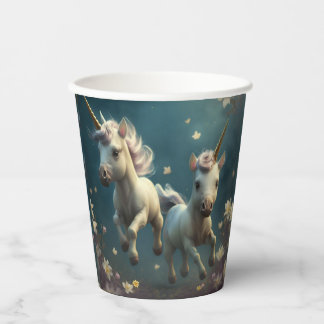 Gobelets En Papier Cute Unicornes florale volant petit poney Papier C
