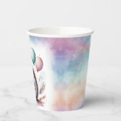 Gobelets En Papier Cute Watercolor Hedgehog with Balloons Birthday (Gauche)