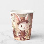Gobelets En Papier Cute White Rabbit Wonderland Whimsical Timekeeper (Verso)