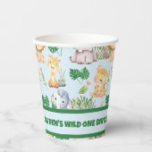 Gobelets En Papier Cute Wild One Jungle Safari animal Anniversaire (Recto)