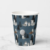 Gobelets En Papier Cute Wolf Pack Woodland Night Sky Moon (Verso)
